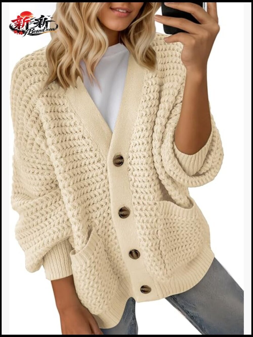 Open Front Long Sleeve Chunky Knit Cardigan Sweater Coat